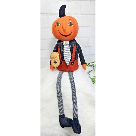 Sweet Street Other - Halloween Fall Primitive Vintage Style Pumpkin Head Boy Doll Shelf Sitter Decor